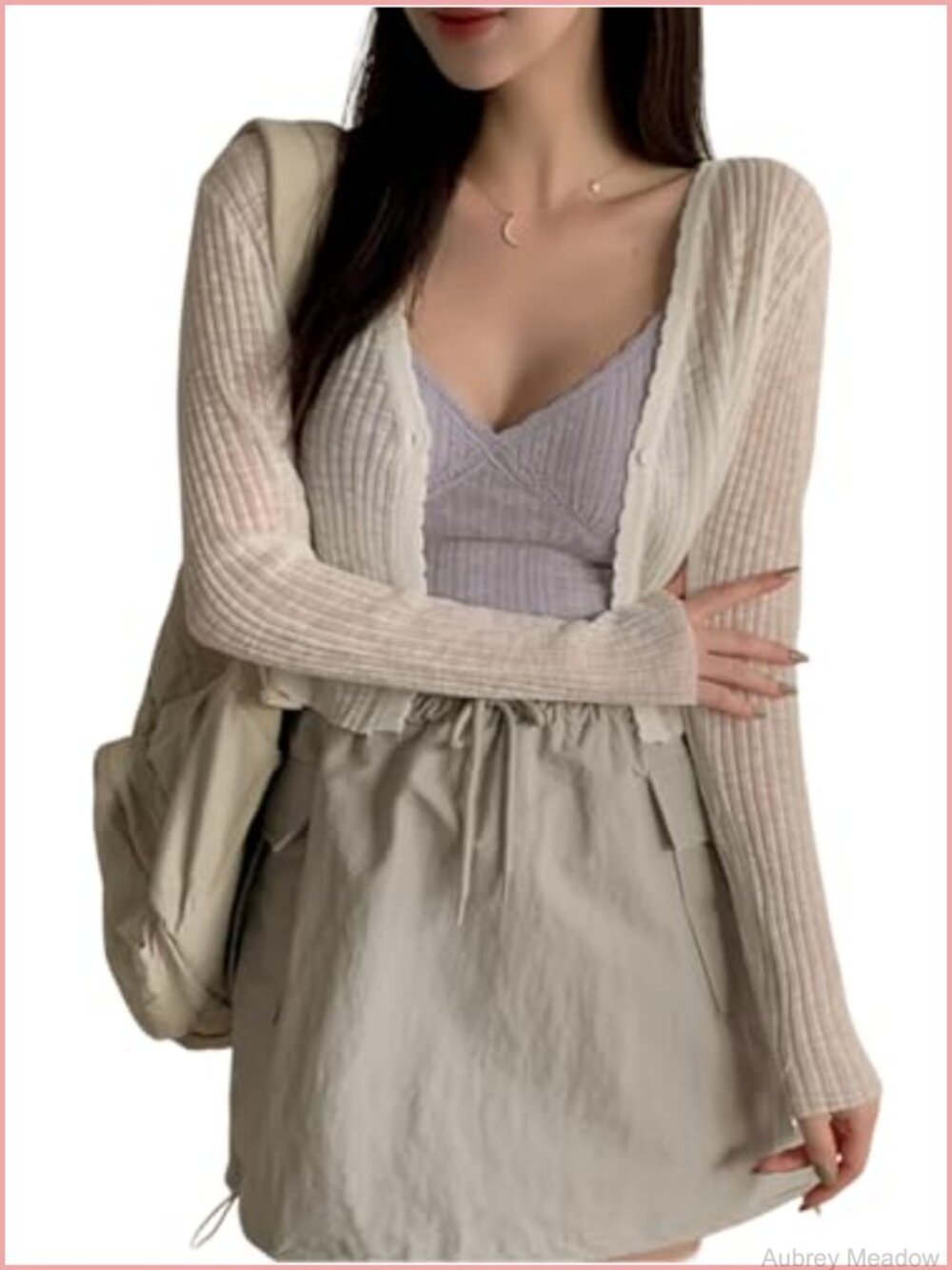 Open Front Knit Cardigan Long Sleeve V Neck Button Down Crop Sweater Coat
